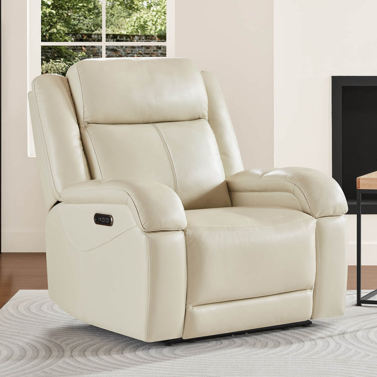 Isaac Genuine Leather Wall Hugger Power Recliner with Power Headrest
