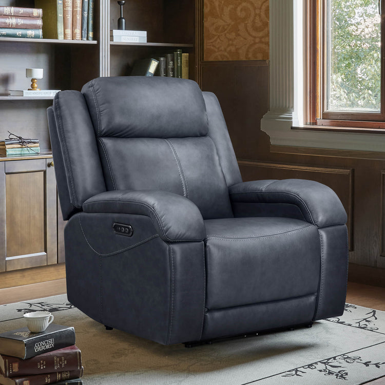 Isaac Genuine Leather Wall Hugger Power Recliner with Power Headrest