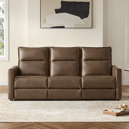 Jared Genuine Leather Wall Hugger 3-Seater Modular Reclining Sofa with Power Headrest
