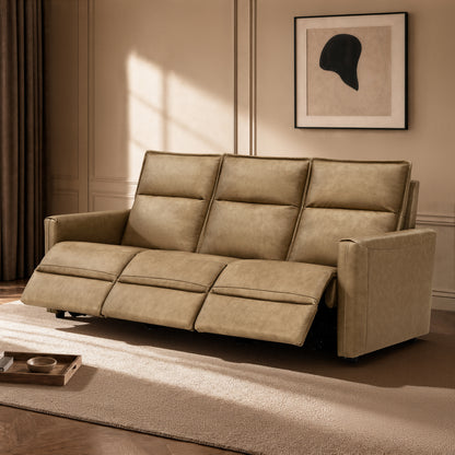 Jared Genuine Leather Wall Hugger 3-Seater Modular Reclining Sofa with Power Headrest