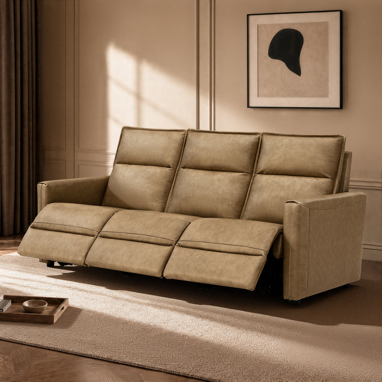 Jared Genuine Leather Wall Hugger 3-Seater Modular Reclining Sofa with Power Headrest