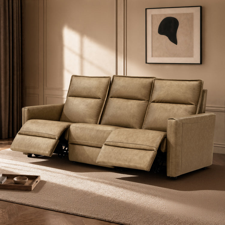 Jared Genuine Leather Wall Hugger 3-Seater Modular Reclining Sofa with Power Headrest