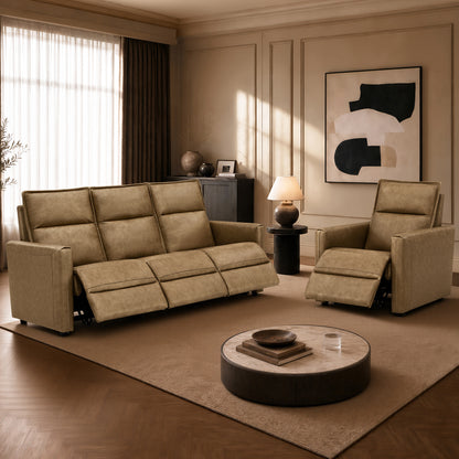 Jared Genuine Leather Wall Hugger 3-Seater Modular Reclining Sofa with Power Headrest