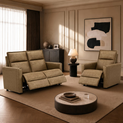 Jared Genuine Leather Wall Hugger 2-Seater Modular Reclining Sofa with Power Headrest