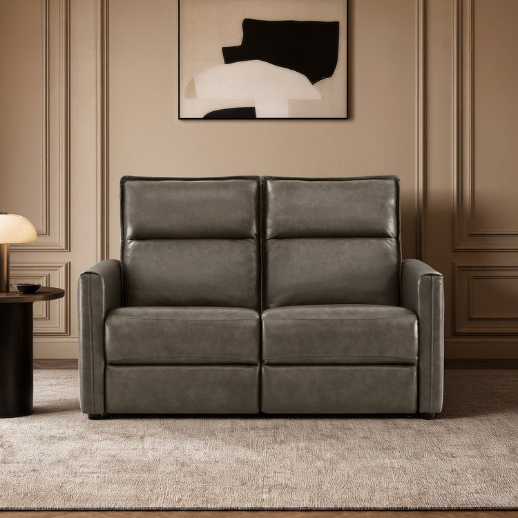 Jared Genuine Leather Wall Hugger 2-Seater Modular Reclining Sofa with Power Headrest