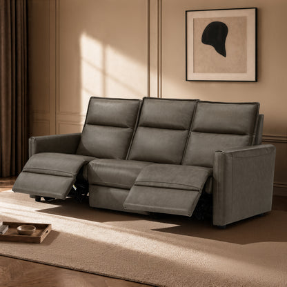 Jared Genuine Leather Wall Hugger 3-Seater Modular Reclining Sofa with Power Headrest