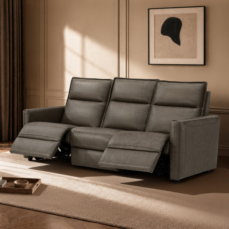 Jared Genuine Leather Wall Hugger 3-Seater Modular Reclining Sofa with Power Headrest