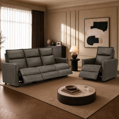 Jared Genuine Leather Wall Hugger 3-Seater Modular Reclining Sofa with Power Headrest