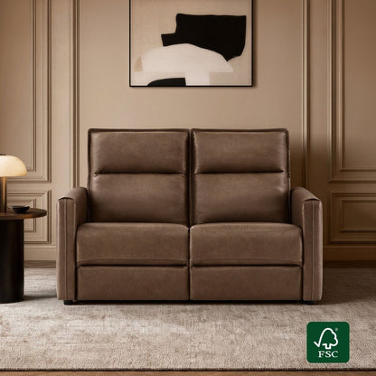 Jared Genuine Leather Wall Hugger 2-Seater Modular Reclining Sofa with Power Headrest