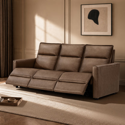 Jared Genuine Leather Wall Hugger 3-Seater Modular Reclining Sofa with Power Headrest