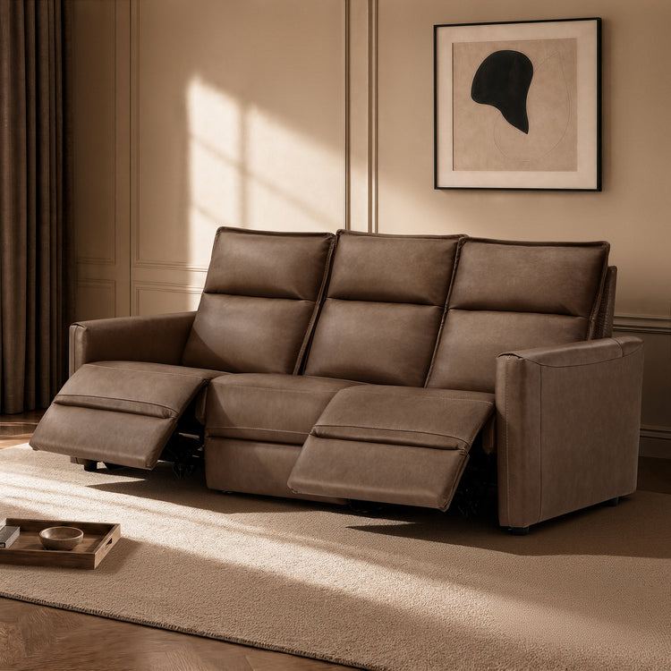 Jared Genuine Leather Wall Hugger 3-Seater Modular Reclining Sofa with Power Headrest