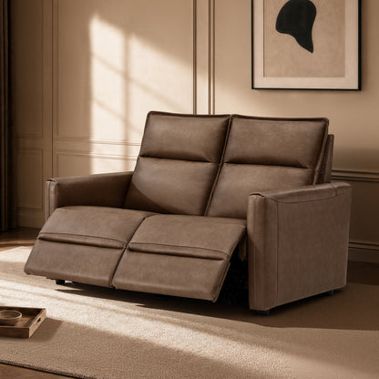 Jared Genuine Leather Wall Hugger 2-Seater Modular Reclining Sofa with Power Headrest