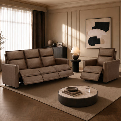 Jared Genuine Leather Wall Hugger 3-Seater Modular Reclining Sofa with Power Headrest