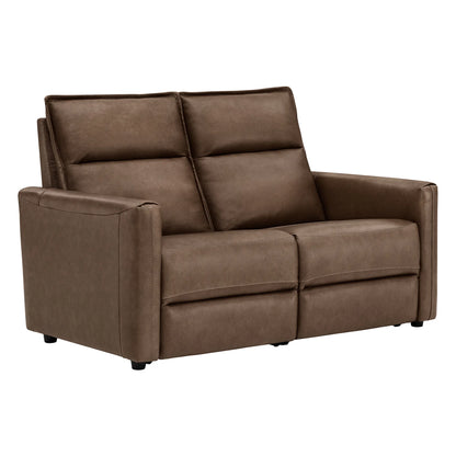 Jared Genuine Leather Wall Hugger 2-Seater Modular Reclining Sofa with Power Headrest