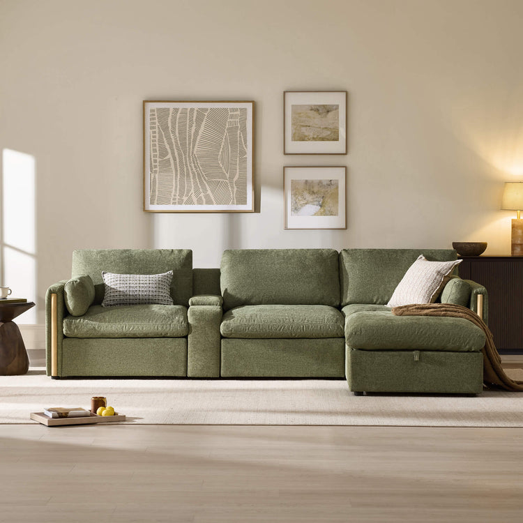 Jonathan Modern Cozy Chenille 4-seat Modular Sofa with Hidden Storage