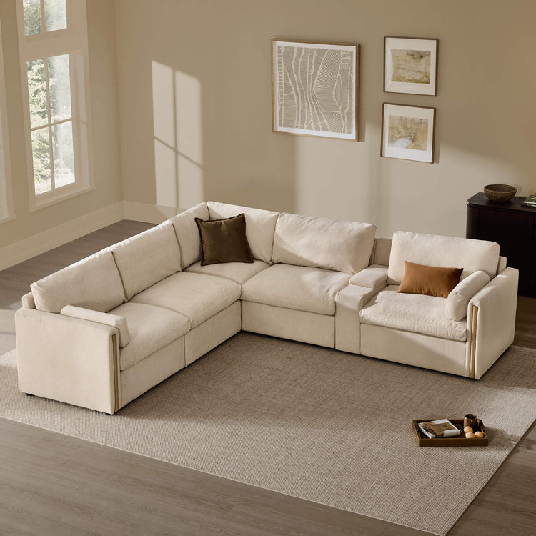 Jonathan Modern Cozy Chenille 5-seat Modular Sofa with Hidden Storage