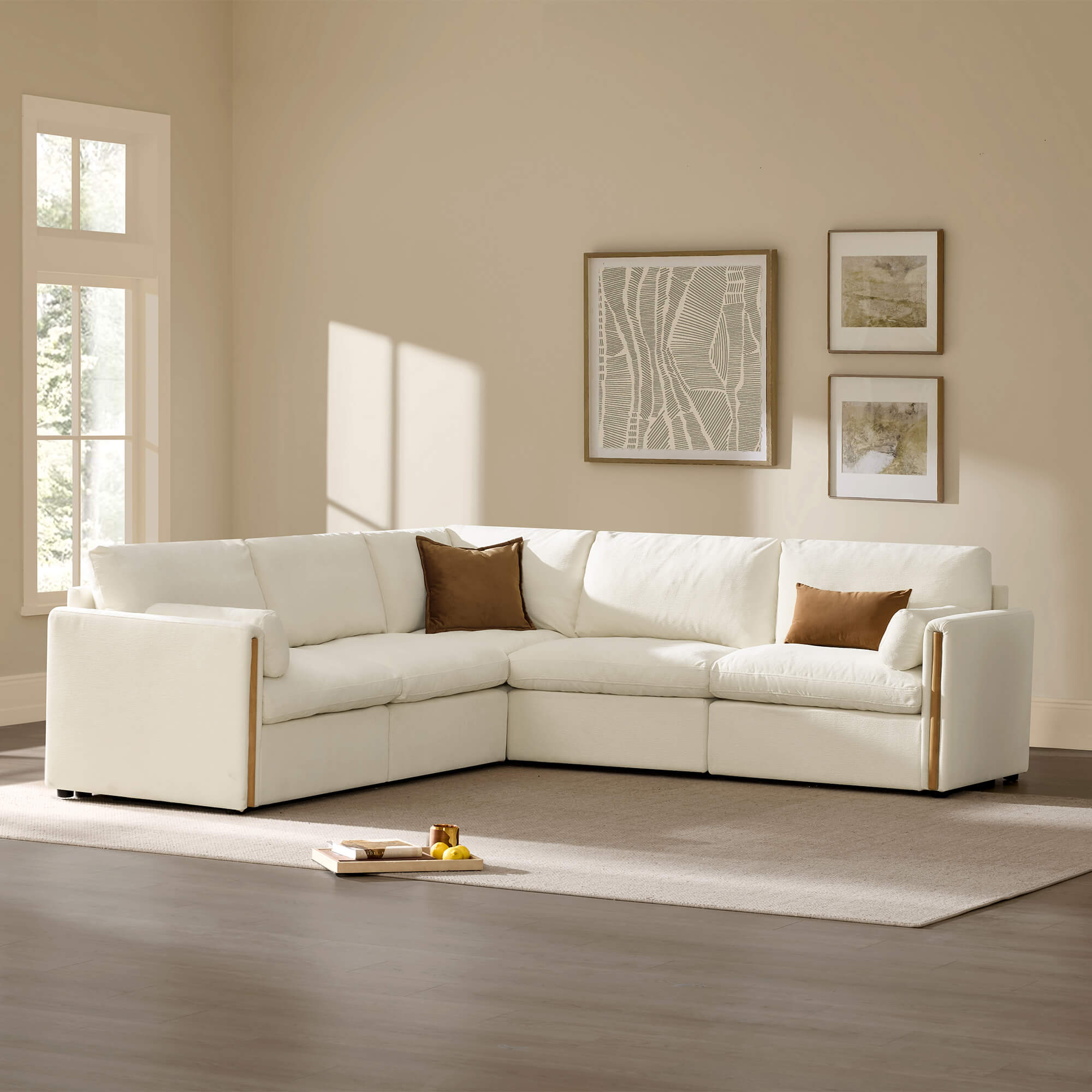Jonathan Modern Cozy Chenille 5-seat Modular Sofa with Hidden Storage