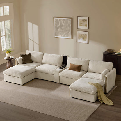 Jonathan Modern Cozy Chenille 6-seat Modular Sofa with Hidden Storage