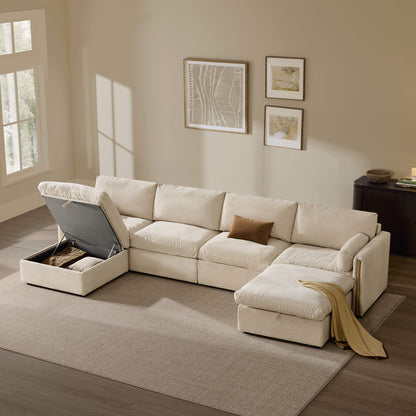Jonathan Modern Cozy Chenille 6-seat Modular Sofa with Hidden Storage