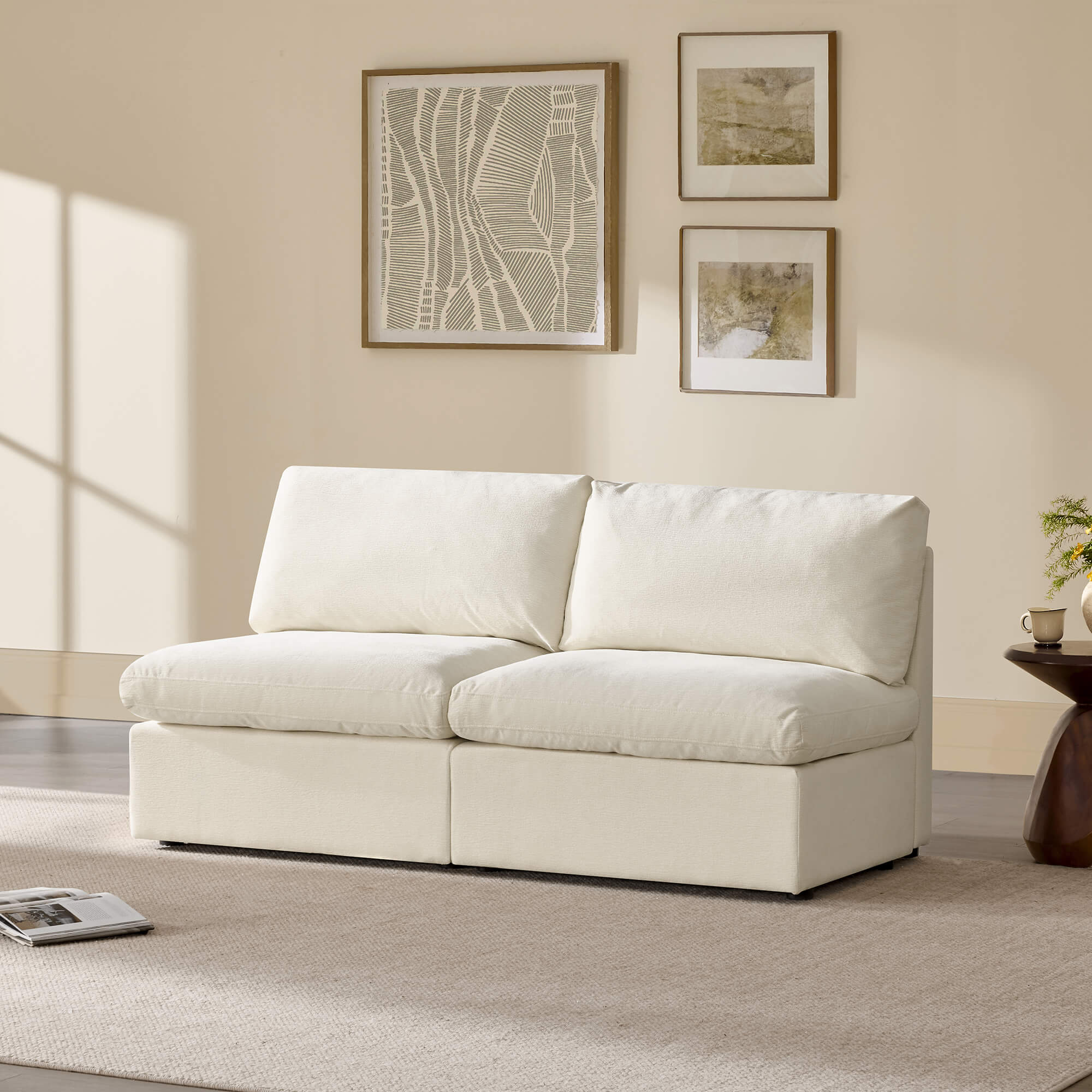 Jonathan Modern Cozy Chenille Sofa Armless Chair