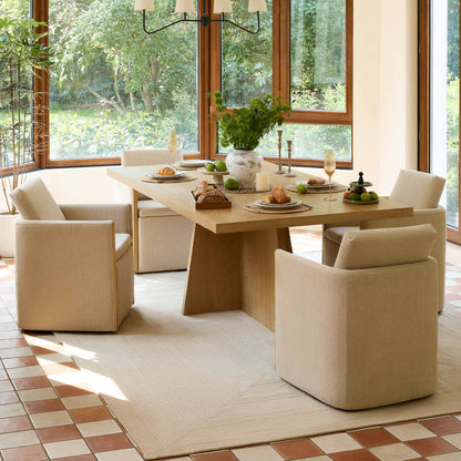 Jovie Cross Pedestal Wood Dining Table