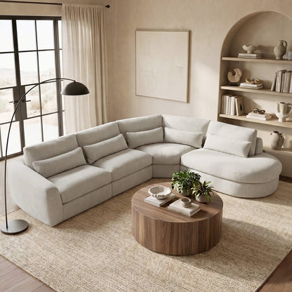 Joyce Curved Plush 4-Seater Extended Chaise Sectional Couch