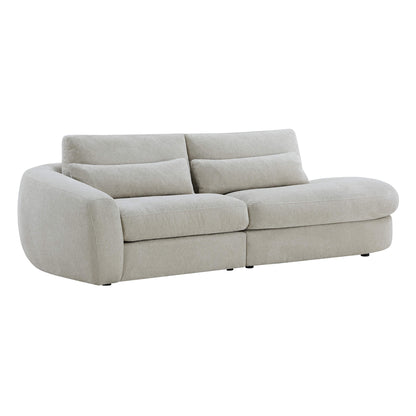 Joyce Curved Plush 2-Seater Extended Chaise Sectional Couch