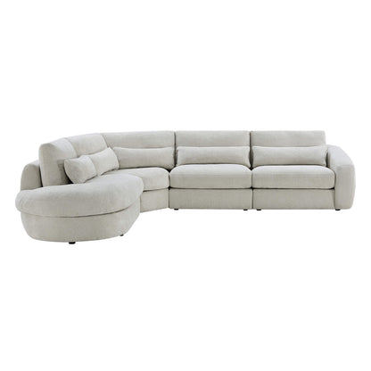 Joyce Curved Plush 4-Seater Extended Chaise Sectional Couch