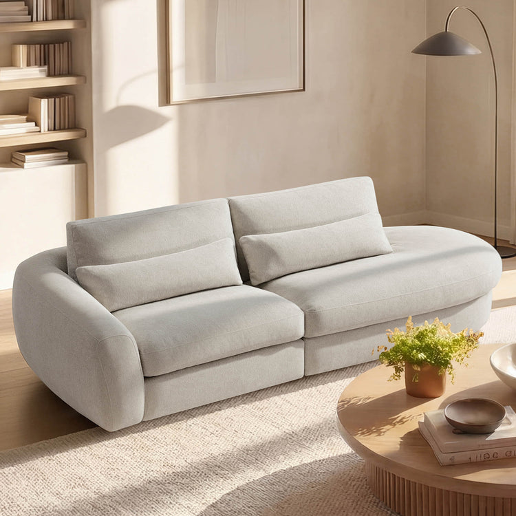 Joyce Curved Plush 2-Seater Extended Chaise Sectional Couch
