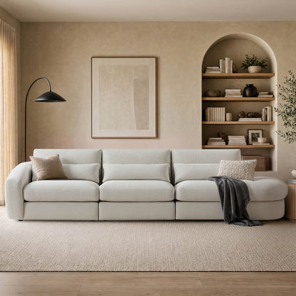 Joyce Curved Plush 3-Seater Extended Chaise Sectional Couch