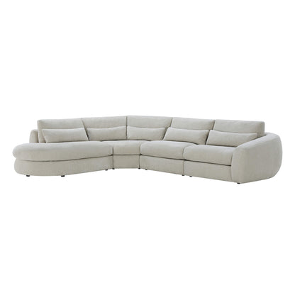 Joyce Curved Plush 4-Seater Extended Chaise Sectional Couch