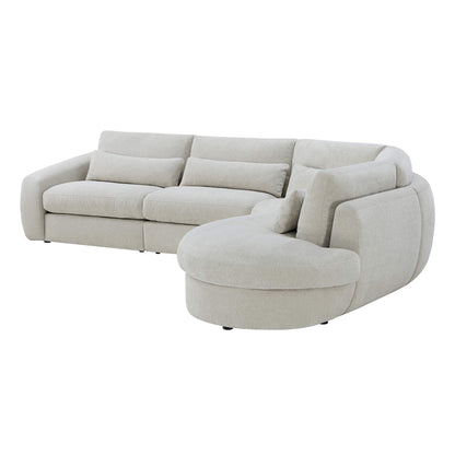 Joyce Curved Plush 4-Seater Extended Chaise Sectional Couch