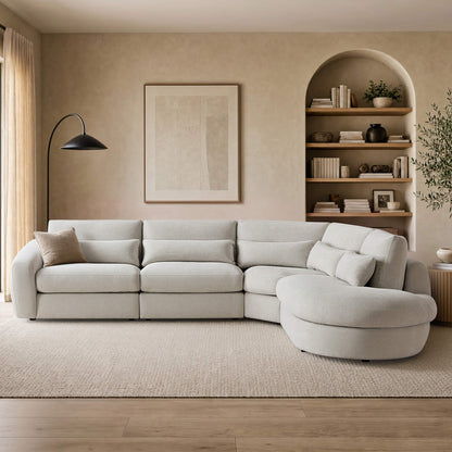 Joyce Curved Plush 4-Seater Extended Chaise Sectional Couch