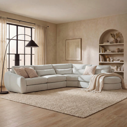 Joyce Curved Plush 4-Seater Extended Chaise Sectional Couch