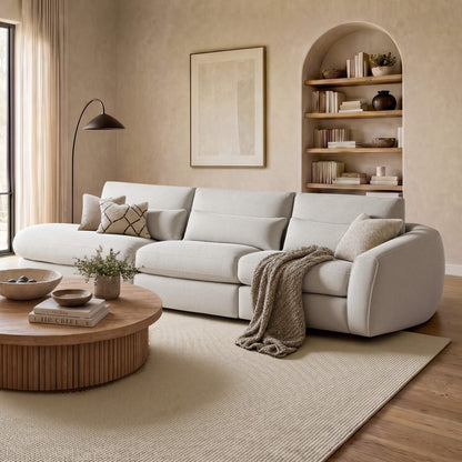 Joyce Curved Plush 3-Seater Extended Chaise Sectional Couch