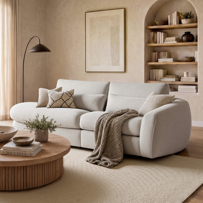 Joyce Curved Plush 2-Seater Extended Chaise Sectional Couch