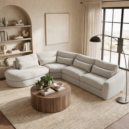 Joyce Curved Plush 4-Seater Extended Chaise Sectional Couch
