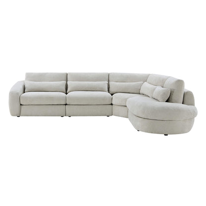 Joyce Curved Plush 4-Seater Extended Chaise Sectional Couch