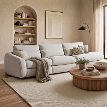 Joyce Curved Plush 3-Seater Extended Chaise Sectional Couch