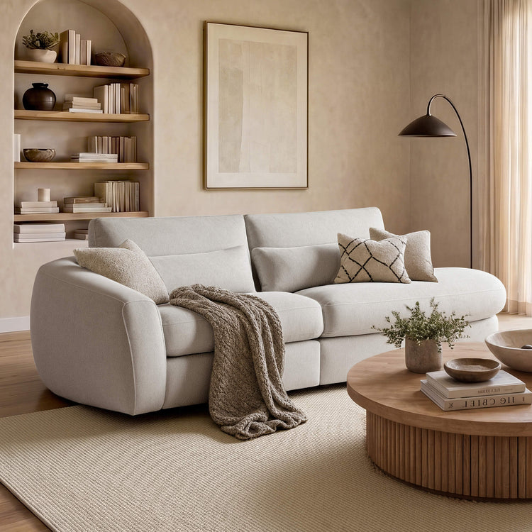 Joyce Curved Plush 2-Seater Extended Chaise Sectional Couch