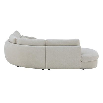 Joyce Curved Plush 4-Seater Extended Chaise Sectional Couch