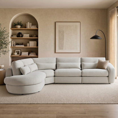 Joyce Curved Plush 4-Seater Extended Chaise Sectional Couch