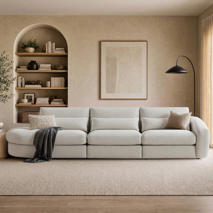 Joyce Curved Plush 3-Seater Extended Chaise Sectional Couch