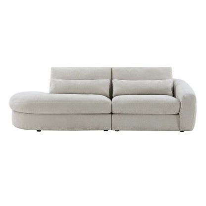 Joyce Curved Plush 2-Seater Extended Chaise Sectional Couch