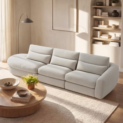 Joyce Curved Plush 3-Seater Extended Chaise Sectional Couch