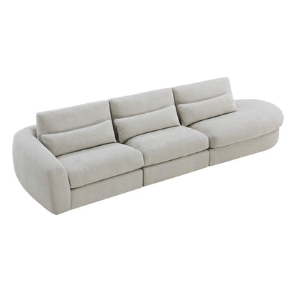 Joyce Curved Plush 3-Seater Extended Chaise Sectional Couch