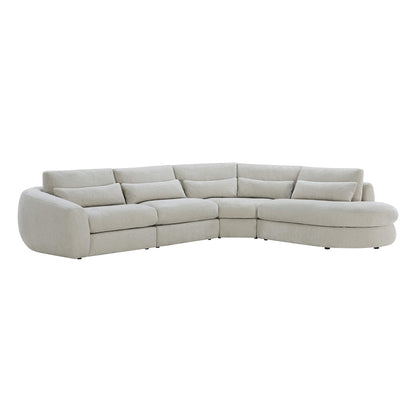 Joyce Curved Plush 4-Seater Extended Chaise Sectional Couch
