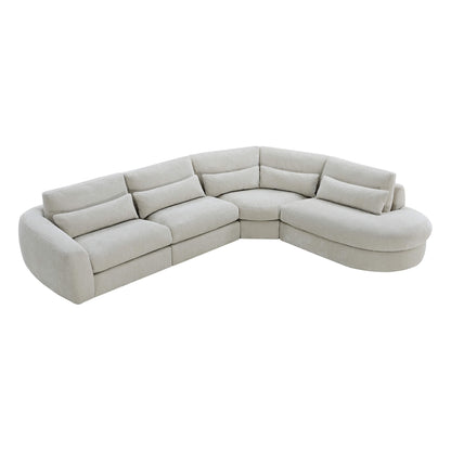 Joyce Curved Plush 4-Seater Extended Chaise Sectional Couch