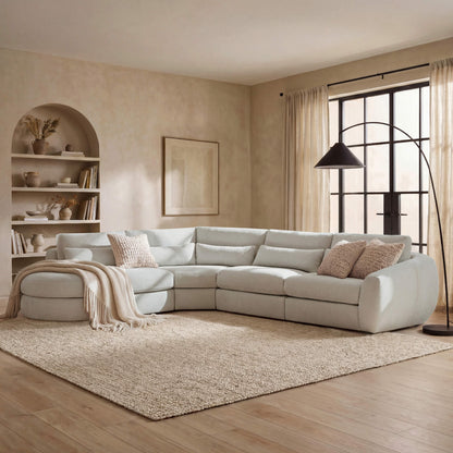 Joyce Curved Plush 4-Seater Extended Chaise Sectional Couch