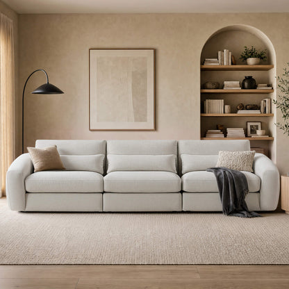 Joyce Modern Curved Plush 3-Seater Sofa
